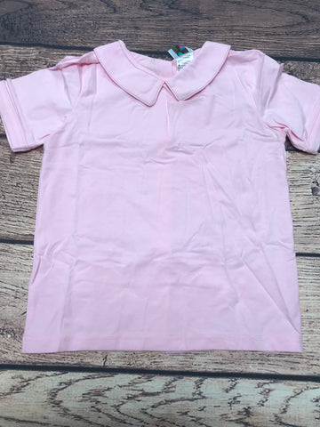 Girls Peter Pan collar knit pink shirt with button down back (8t,10t)