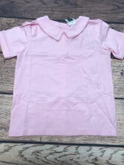 Girls Peter Pan collar knit pink shirt with button down back (8t,10t)