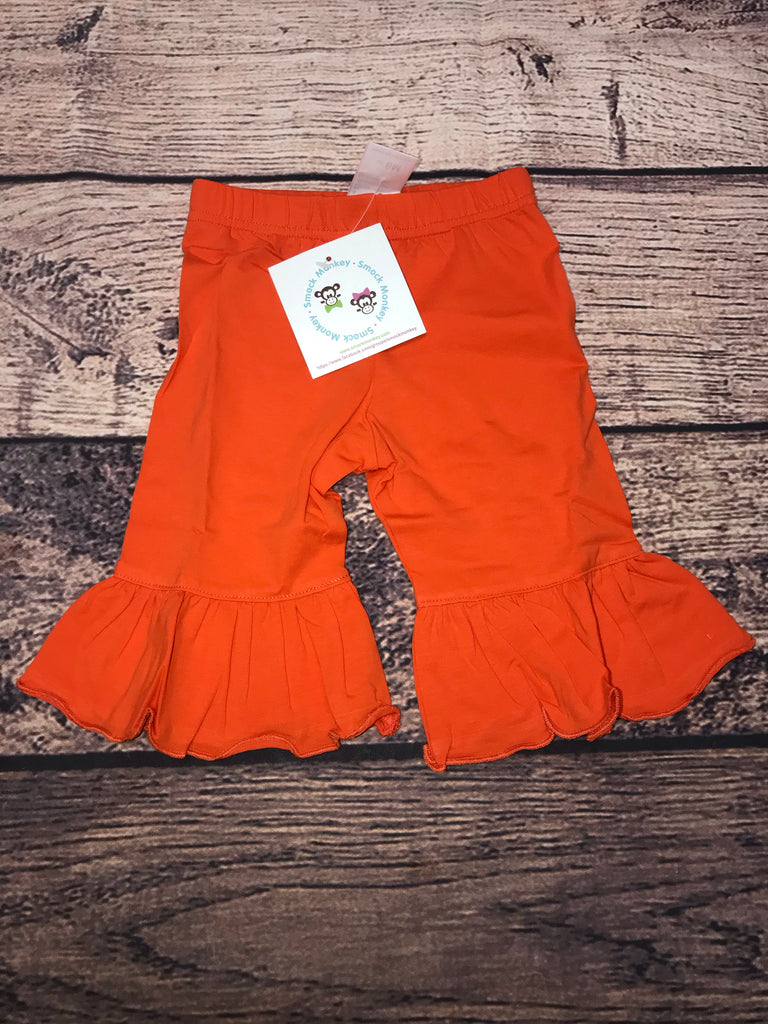 Girls ORANGE knit ruffle pants (6m)