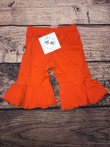 Girls ORANGE knit ruffle pants (6m)