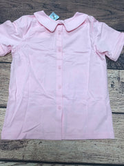 Girls Peter Pan collar knit pink shirt with button down back (8t,10t)
