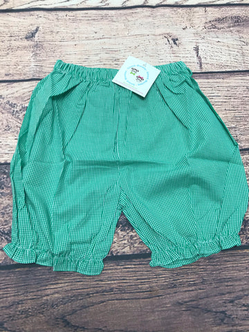 Girls GREEN microgingham bloomers (6t,7t,10t)