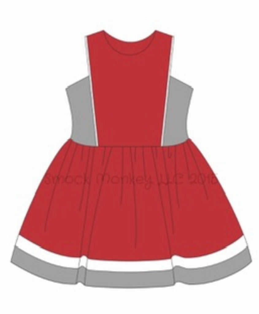 Girl's knit red with gray trim cheer dress (3t,4t,6t,7t)