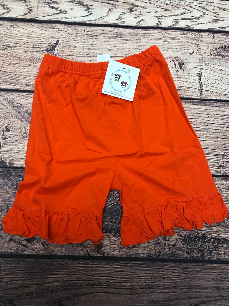 Girl's ORANGE knit ruffle shorts (3m,6m)