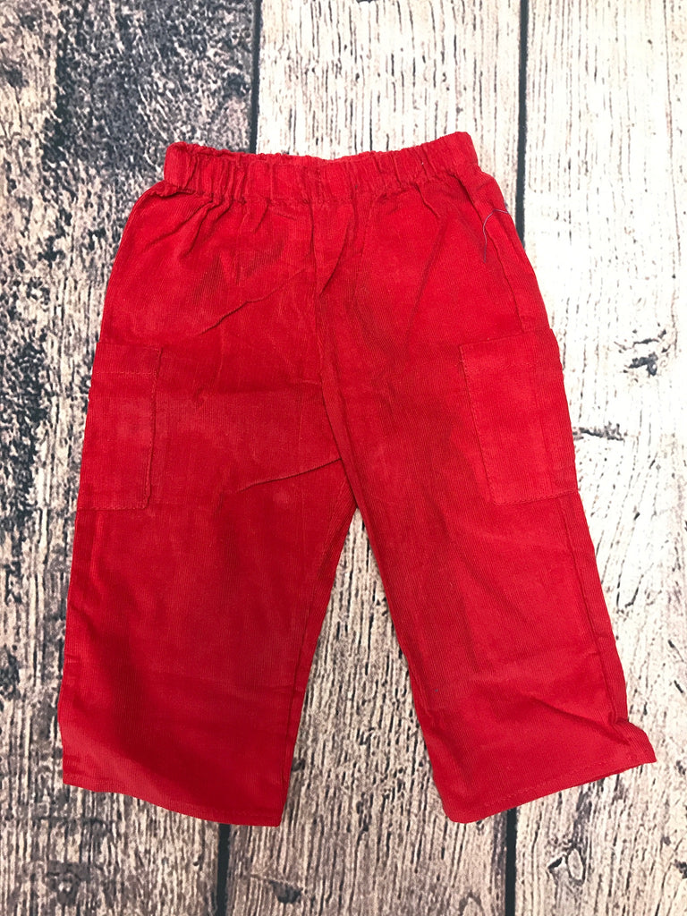 Boy's red corduroy cargo pants (SMOCKADOT BRAND) (12m)