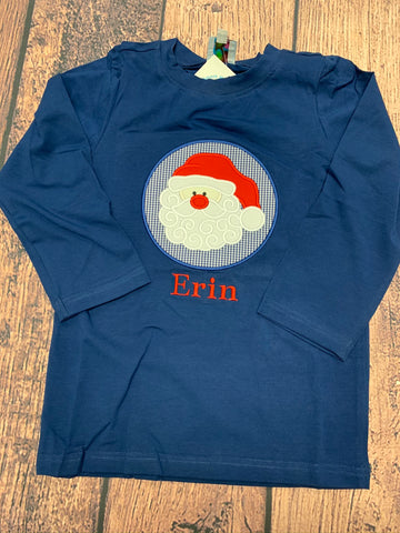 Boy's "SANTA" navy long sleeve shirt "ERIN" (6t)