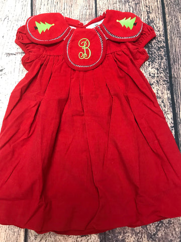 Girl's "PETAL" red corduroy dress "B" (3t)
