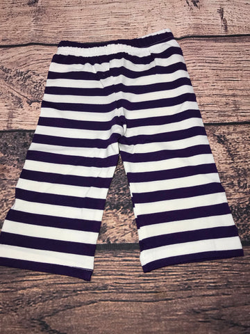 Boys PURPLE AND WHITE striped knit pants (6m,12m)