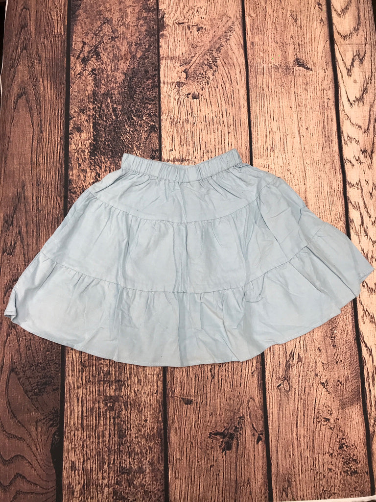 Girl's tiered baby blue corduroy skirt (SMOCKADOT BRAND) (2t,4t)