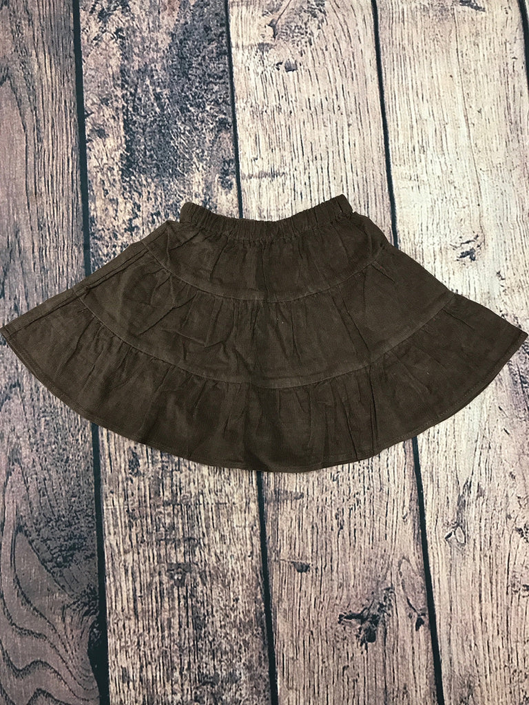 Girl's tiered chocolate brown corduroy skirt (SMOCKADOT BRAND) (12m,18m)