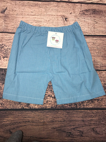 Boys AQUA microgingham cotton shorts (8t)