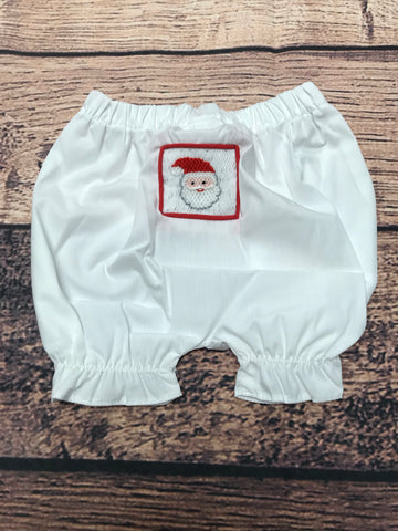Girls "SANTA" white cotton bloomers (12m)