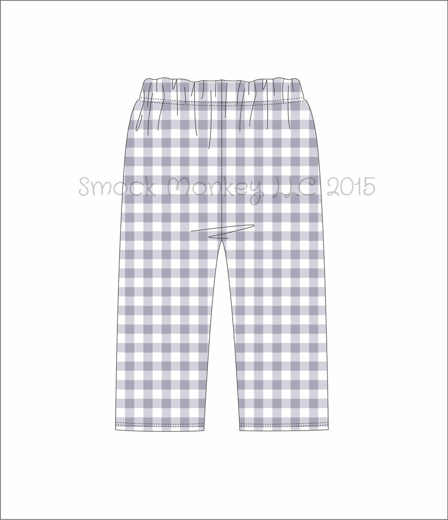 Boy's gray gingham cotton pants (9m,4t,6t,8t,10t)