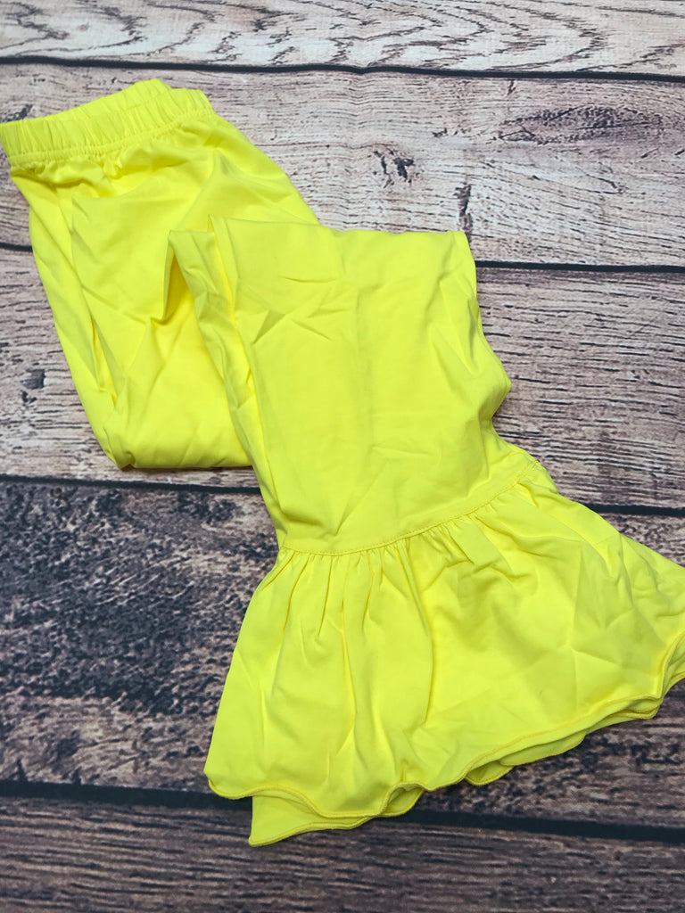 Girls YELLOW single ruffle knit pants (10t)