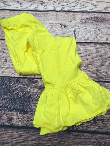 Girls YELLOW single ruffle knit pants (10t)